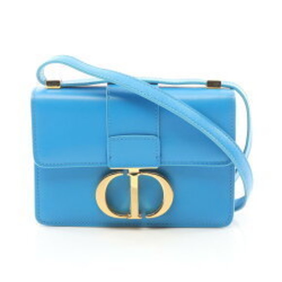 Christian Dior MONTAIGNE Shoulder Bag Leather Blue - Picture 1 of 8